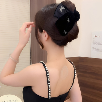 丝绒闪钻蝴蝶贝壳三角抓夹饱满后脑勺发夹马尾夹轻奢感头饰发饰女