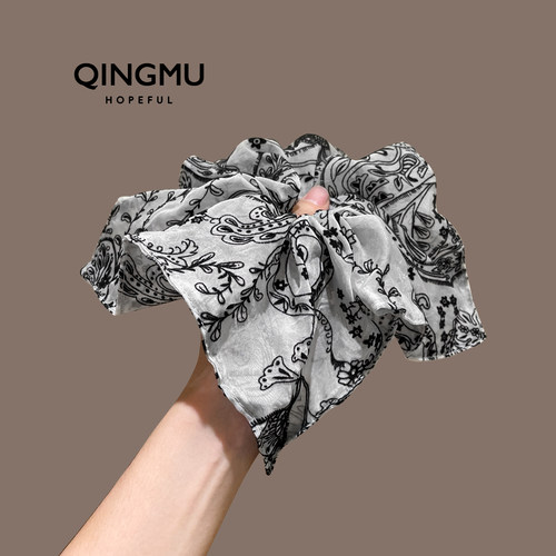 复古腰果花方巾大肠发圈女高级感扎头方形发绳气质绑马尾头绳头饰