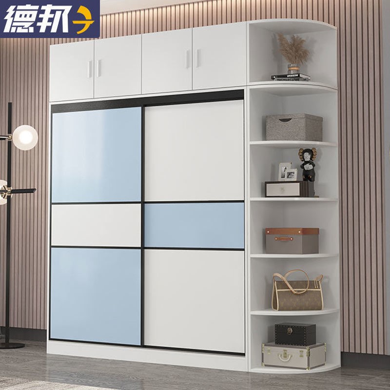 简约实木质推拉门衣柜滑门家用卧室一米二宽出租房用宿舍移门衣橱