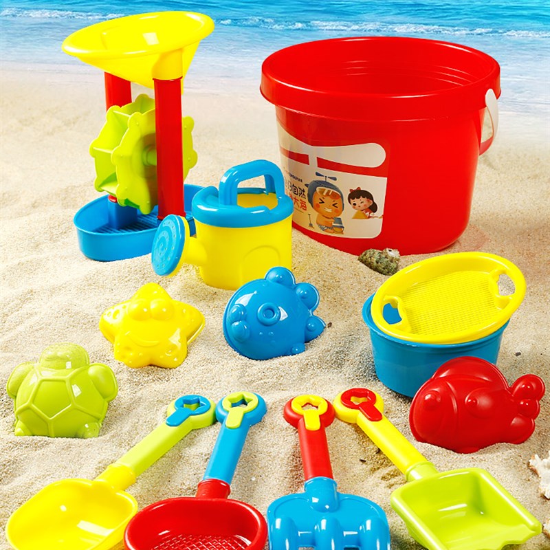 儿童沙滩装铲子和桶宝宝戏水玩沙挖沙工具水动力风车大沙漏