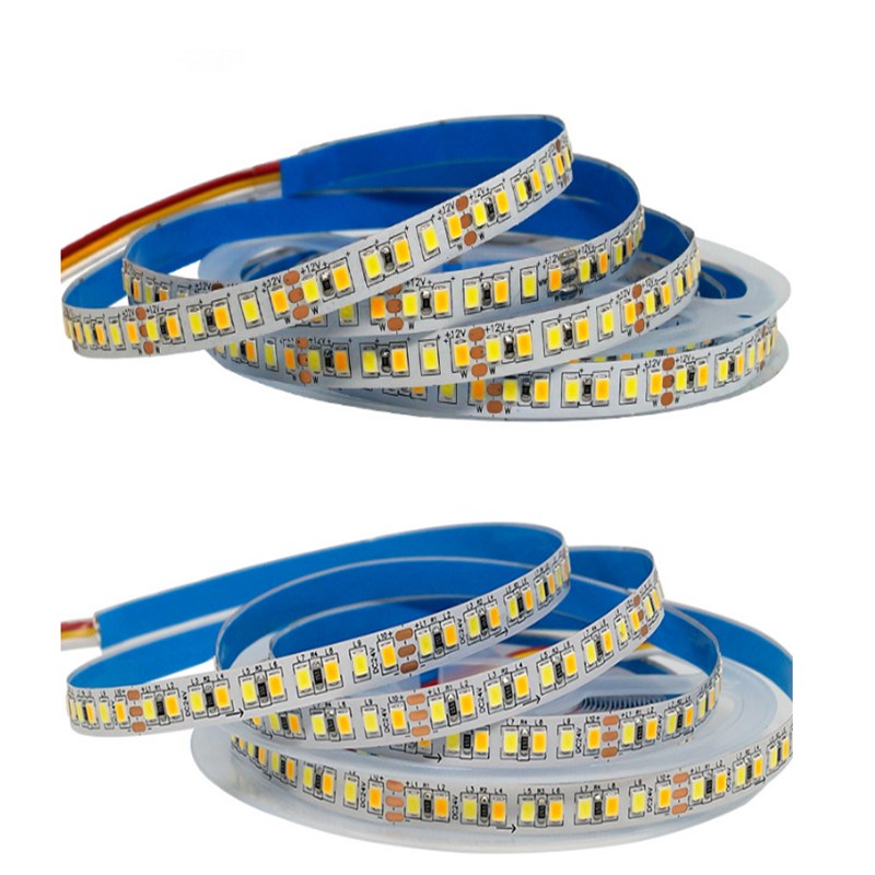 led色温灯带2v三色无极调光调色灯带28自粘5mm高亮灯条v5v