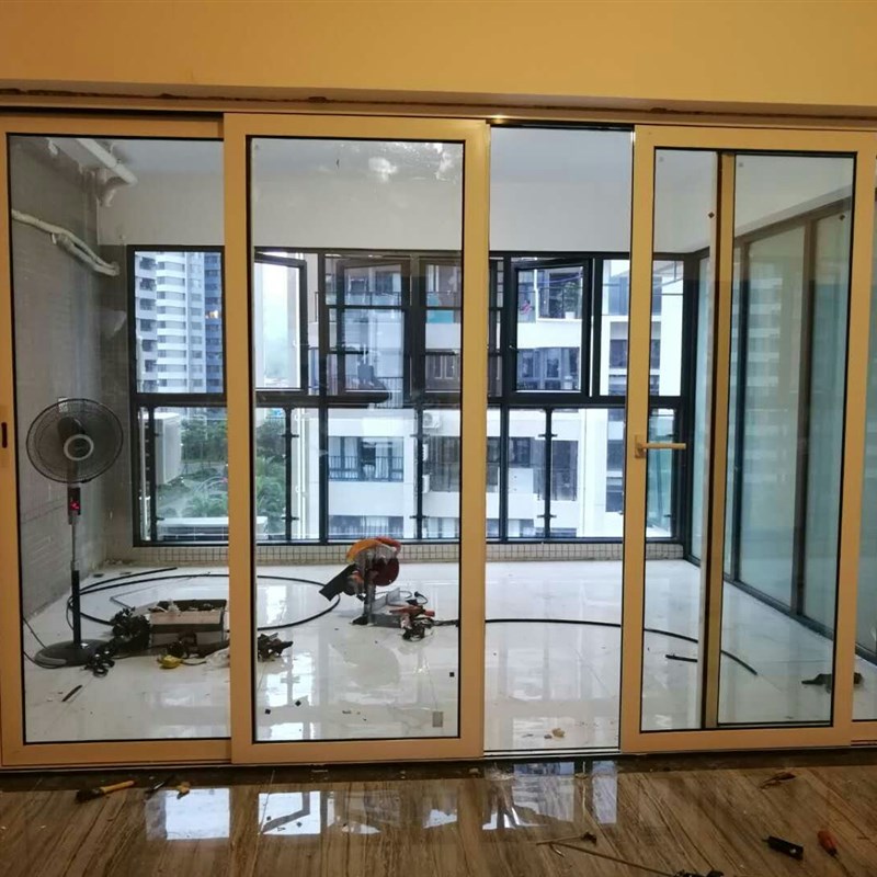 深圳定制铝合金推拉门阳台客厅窄边框玻璃推拉门隔断折叠门平门