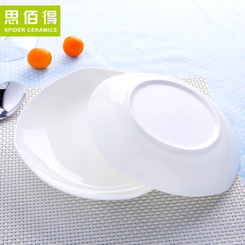 骨瓷 -9英寸深方平方汤盘方形盘西餐盘牛排盘 碟子陶瓷菜盘饭盘
