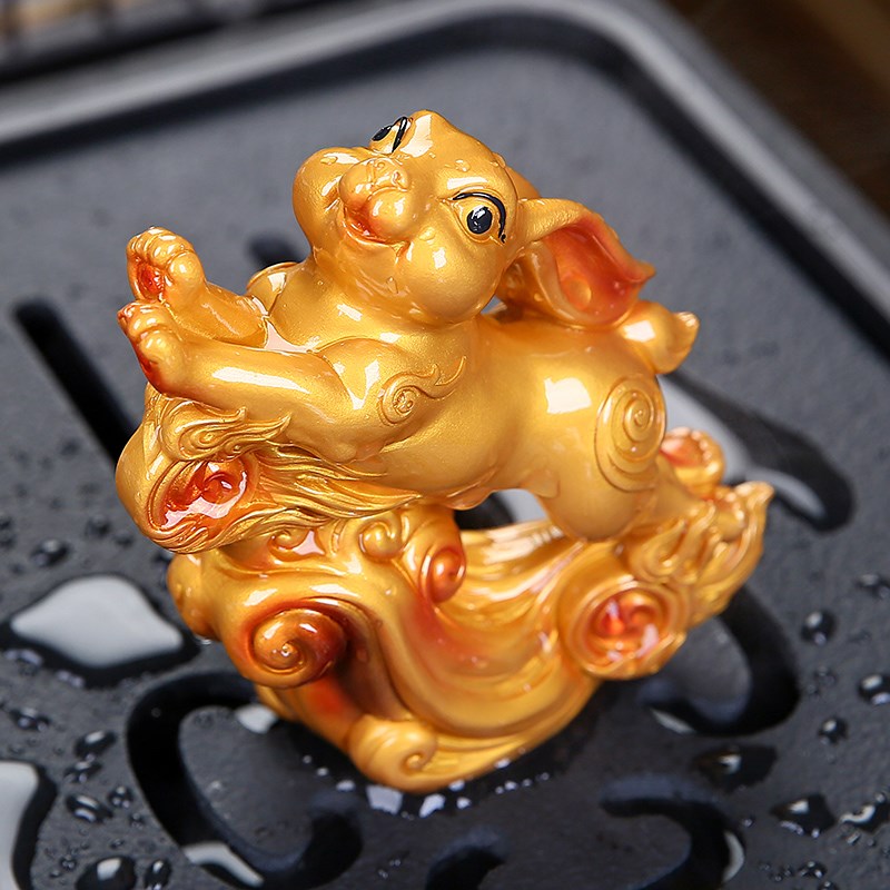 十二生肖兔家居摆件创意客厅办公室茶室桌面装饰摆件茶宠可养变色