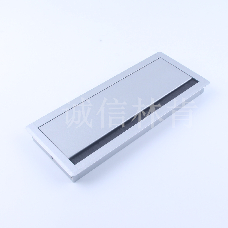 铝合金缓冲翻板线盖会议桌办公桌毛刷走线盒桌面走线盖防尘过线盒