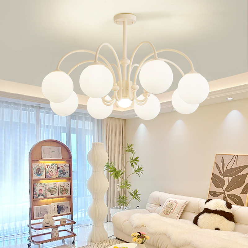 奶油风魔豆客厅吊灯现代法式餐厅卧室灯22新款中山灯具餐