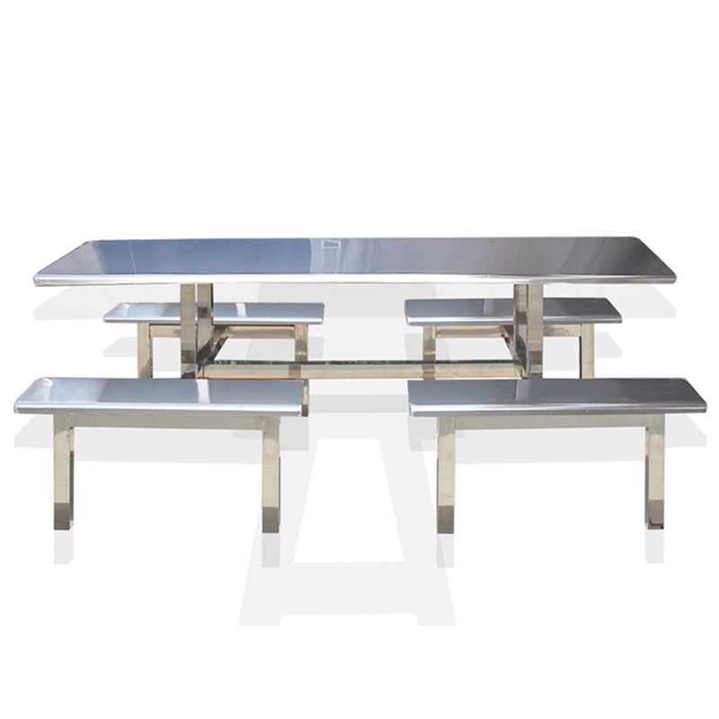 厂家生产 不锈钢餐桌椅饭堂连体桌椅 员工食堂餐桌食堂八人桌