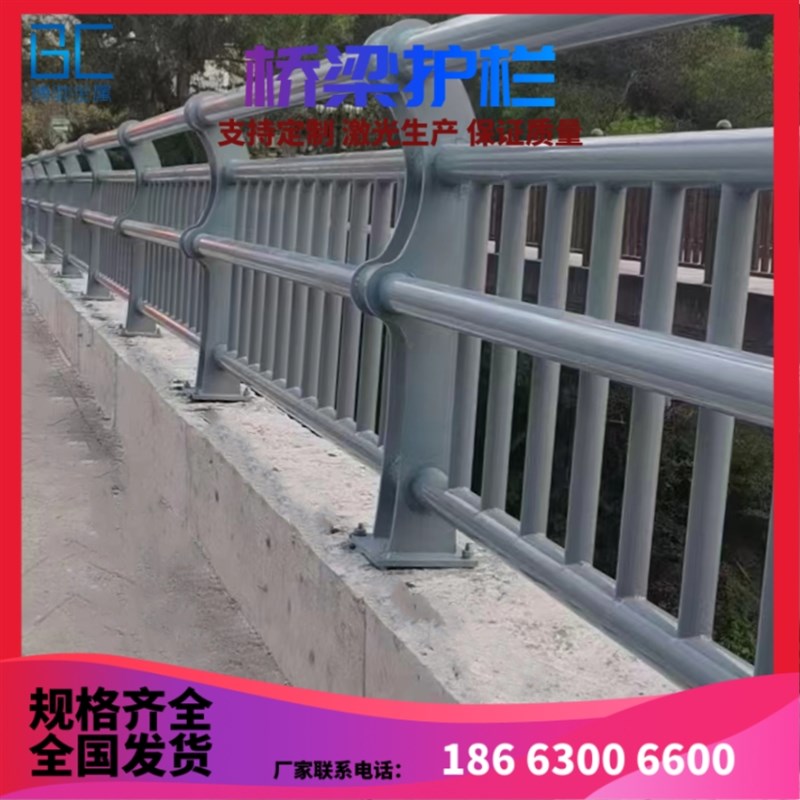 定制桥梁防撞护栏 不锈钢碳素复合管护栏  河道景观灯光护栏厂家