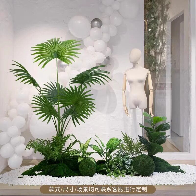 彷真南天竹造景绿植室内楼梯下景观植物落地盆栽橱窗假树摆件装饰