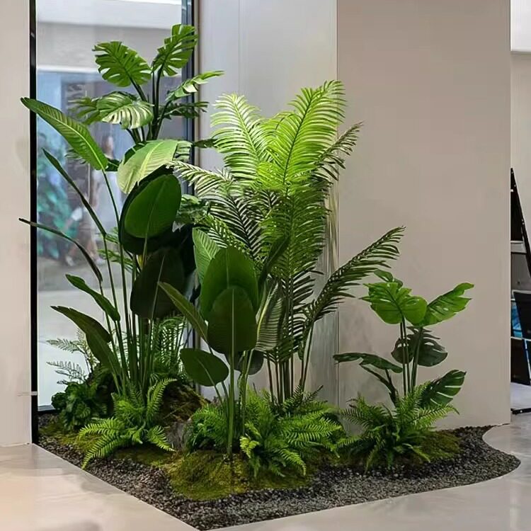 彷真绿色植物造景组合阳台景观布置室内假植物楼梯拐角造景树橱窗