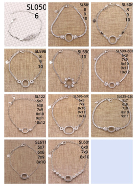 S925纯银手链空托 银渡18K金 圆形蛋形宝石裸石 珠宝镶嵌空托配件