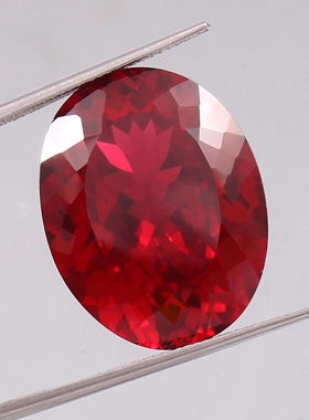 高精培育椭圆形鸽血红宝石裸石首饰戒指耳钉吊坠镶嵌加工定制裸石