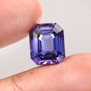 培育紫蓝宝 祖母绿切3x4~8x10mm  炫彩紫K金珠宝戒指首饰镶嵌主石