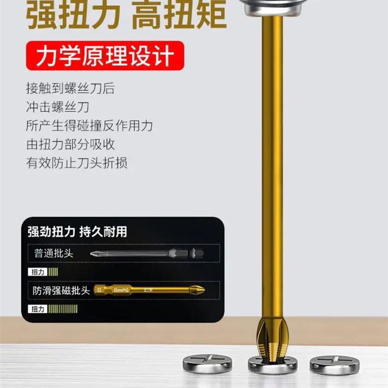 S3防滑a镀钛抗冲击强磁十字批头高扭力电钻电动螺丝起子超硬起子