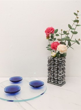 现代轻奢简约水晶花器装饰盘件摆样板厅卧室X书房客房家居