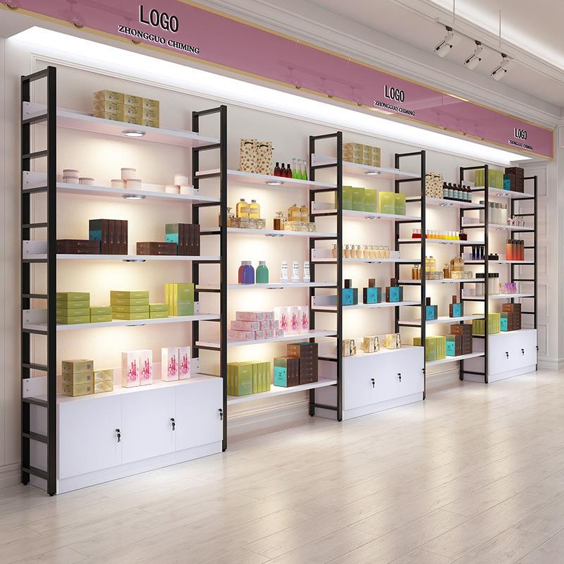 超市货架百货展示架便利店多层架多功能化妆品展示柜钢木陈列架