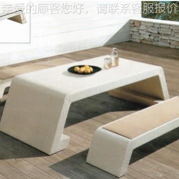 户外庭院藤编桌椅48893444民宿露酒店阳台长桌长凳露台纳休闲收茶