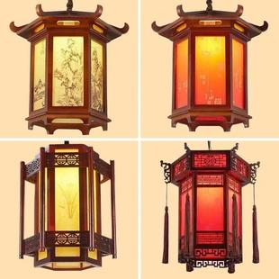 中式实木六角吊灯门头户外凉亭长廊灯笼仿古建筑寺庙祠堂宫灯吊灯