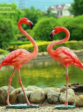 彷真火烈鸟摆件玻璃钢雕塑户外园林景观酒店民宿庭院橱窗水池装饰