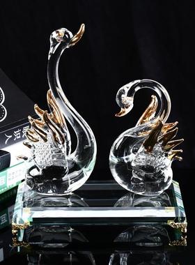引进财富和宝藏水晶夫妇鹿鸳鸯天鹅结婚礼品饰品客厅家居书房工艺