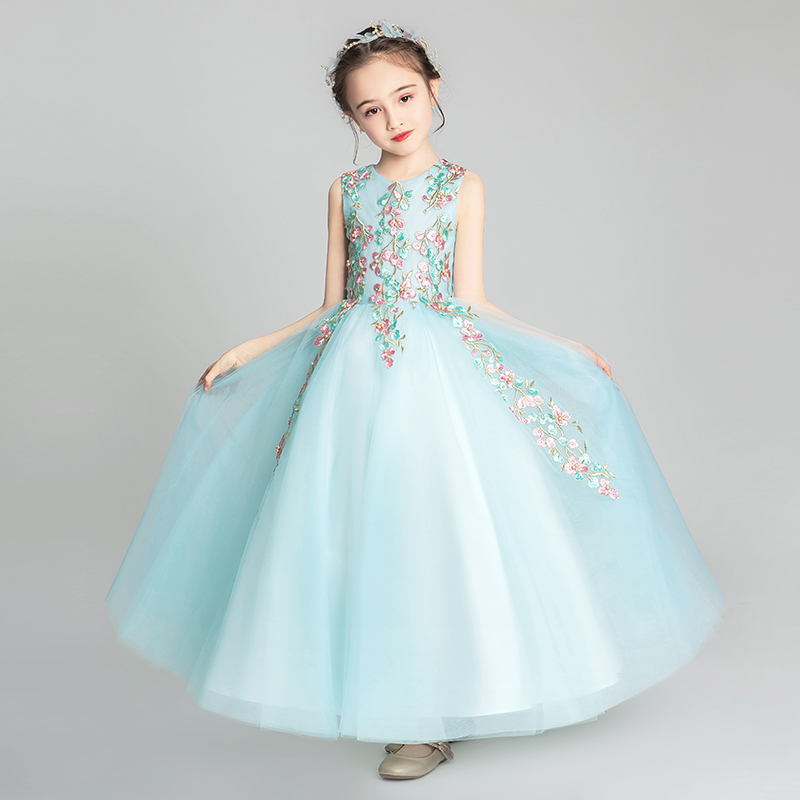 女童晚礼服公主裙蓬蓬纱儿童小主持人婚纱钢琴演出服花童洋气秋季