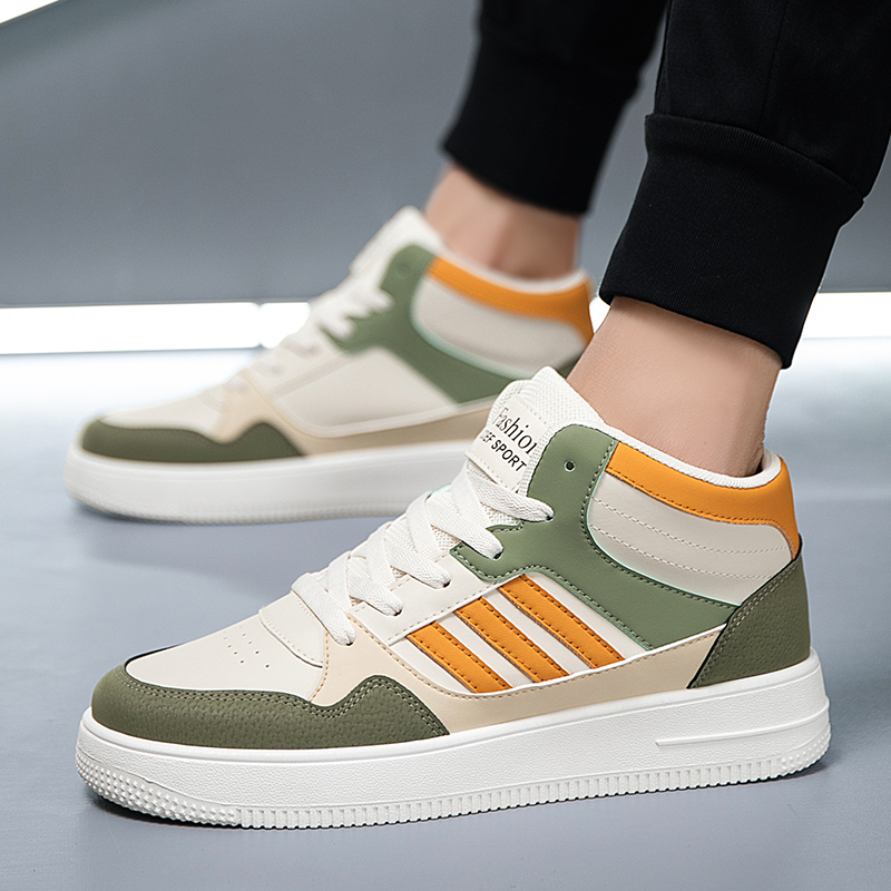 品牌断码三条杠男鞋男士高帮运动板鞋时尚百搭休闲鞋韩版男鞋棉鞋