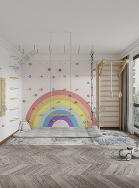 幼儿园室内攀爬架组合儿童家用攀岩墙岩点木制云梯绳梯吊环指力板