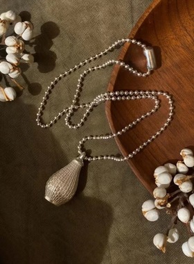 青岛出口小众复古编织毛衣链吊篮水瓶长款吊坠高级百搭圆珠链