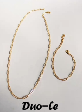 真空电镀18k金冷淡风简约裸链项链日常叠带锁骨链颈链手链套装