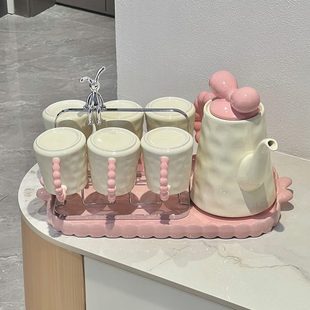 茶具套装 乔迁新居礼品2024新款 喝水杯家用杯子架子客厅陶瓷冷水壶