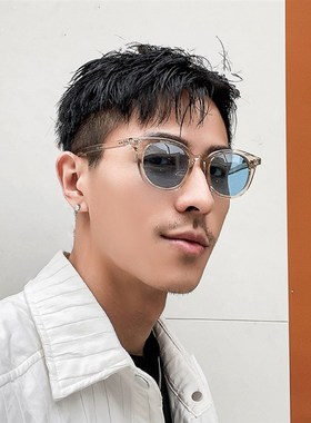 日系级感痞帅墨镜男女偏光蓝色太阳眼镜开O车带度数近视防紫外线