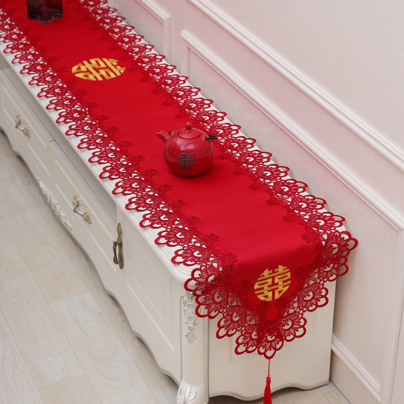 电视柜桌布桌旗红色结婚婚礼装饰喜庆餐桌布中式喜字订婚长条桌布,居家布艺,桌布,淘宝优惠券,粉丝福利购,淘宝优惠卷