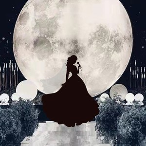 发光月球软膜灯箱卡布广告婚庆星空舞台日落黄昏圆形装饰背景氛围