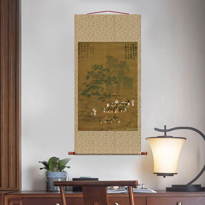 宗徽宋赵佶f文会图挂轴条幅卷轴花鸟画制画真迹复名品玄