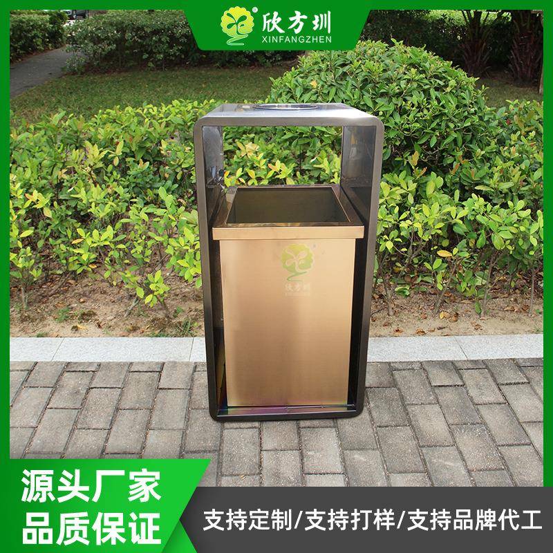 室内电梯厅电梯口方形电镀不锈钢垃圾桶商用商场写字楼金属果皮箱
