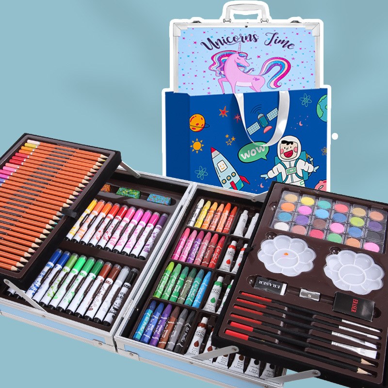 儿童学习文具套装绘画笔套装画画工具小学生水彩马克笔200件铝盒