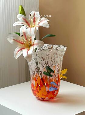 时尚简约艺术琉璃花客厅玄关餐桌插花水培样板间级感装饰摆件