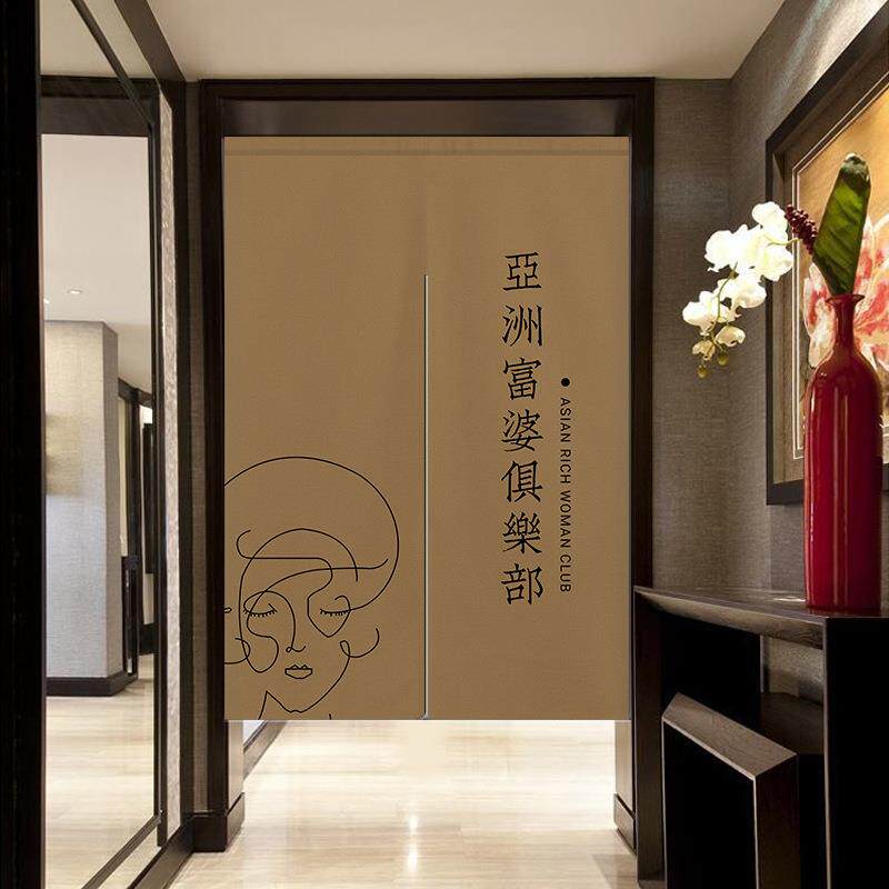 棉麻宿舍卧室门帘书房半截帘遮挡帘图案尺寸制作布艺门帘免打孔