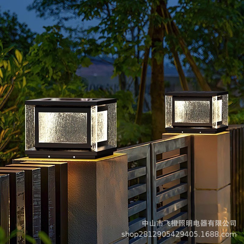 柱头灯太阳能门柱灯庭院柱子灯户外别墅大门灯防水室外院子围墙灯