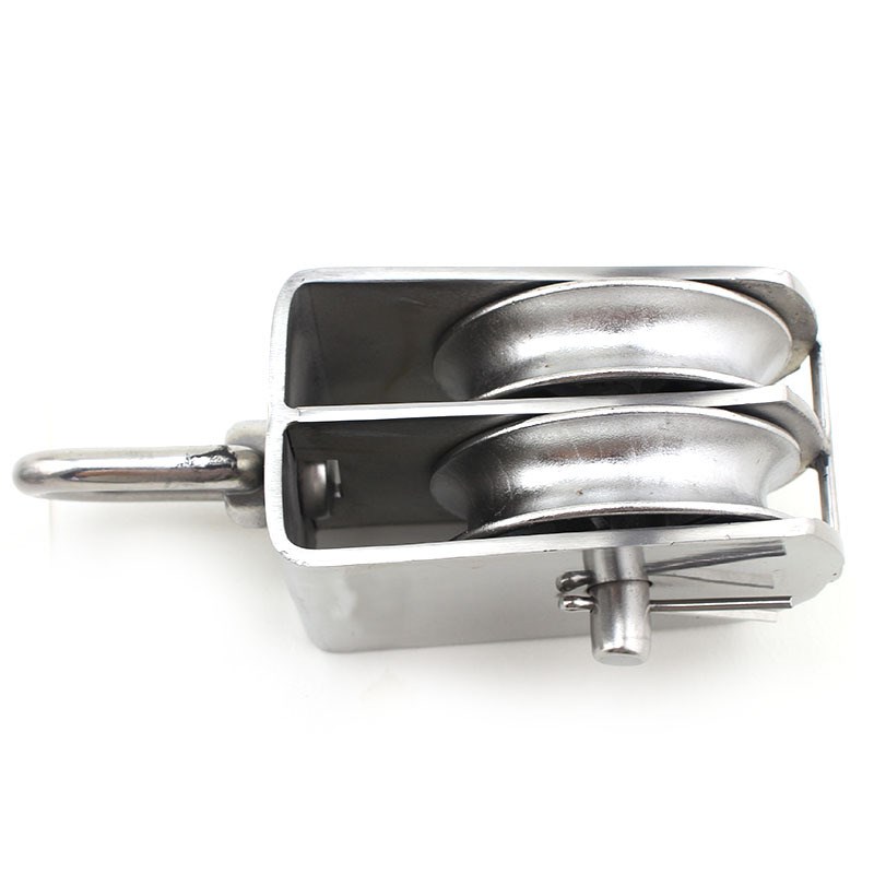 源生 304不锈钢滑轮 钢丝绳链条牵引定滑轮起重承重双滑轮100