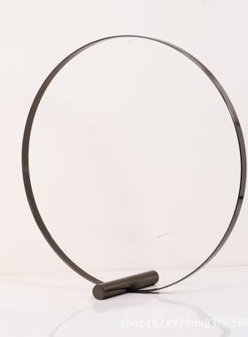 现代简约金属圆形摆件样板房售楼处桌面书柜书架软装摆设饰品