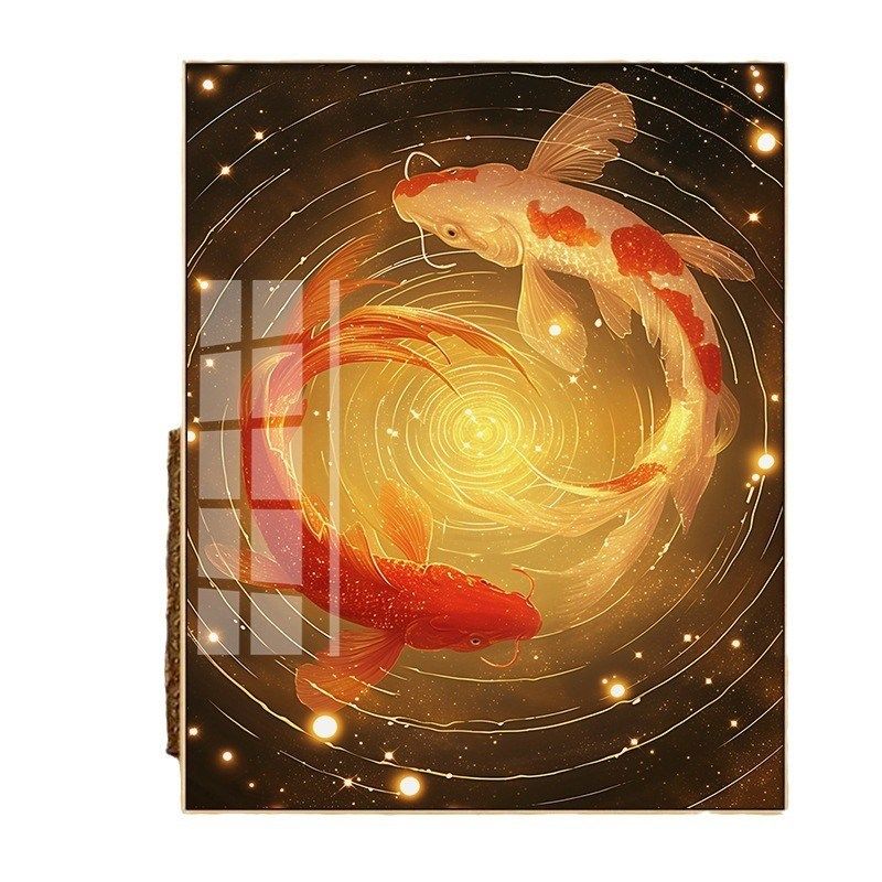 锦鲤十字绣自己绣2024新款满绣图手工钻石绣卧室小幅