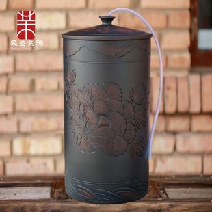 茶道R茶台抽水款 水缸陶瓷水桶纯净水桶家用大号储水用带盖老式