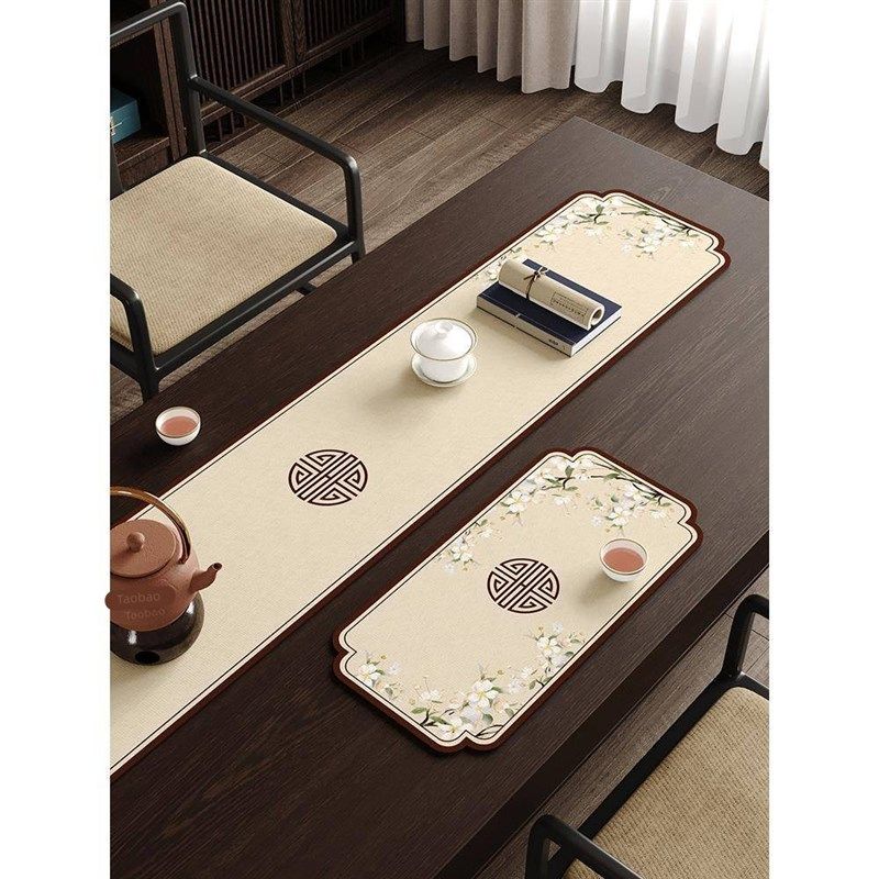中式茶席桌旗茶垫干泡台长条茶桌垫布吸水硅藻泥茶台垫布茶杯垫子,居家布艺,桌旗,淘宝优惠券,粉丝福利购,淘宝优惠卷