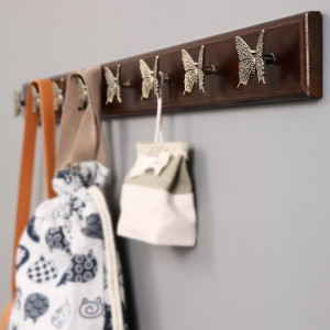 中式墙上挂衣架壁挂卧室客厅挂钩衣架室内门后蝴蝶墙壁衣架免打孔