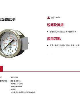 倍润加拿大WINTERS供应PEU系列经济型盘装压力表