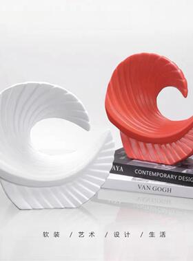 现代轻奢酒店样板房售楼处凤尾扇形简约创意摆件玄关装饰工艺品