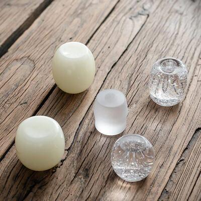 厂家水晶玻璃盖置线香插盖托杯垫创意配件古青玉茶道配件