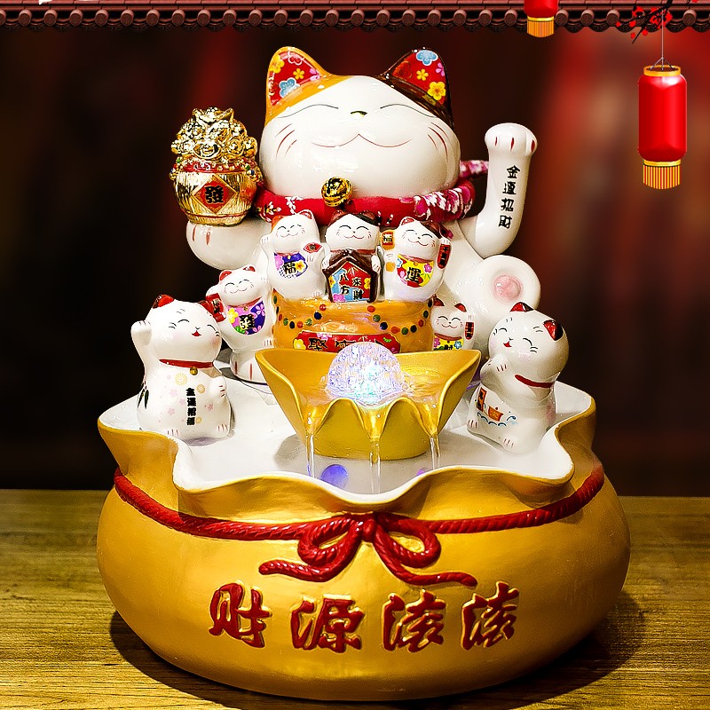 招财猫摆件开业家用自动r摇手创意陶瓷家居装饰品店铺前台开业礼
