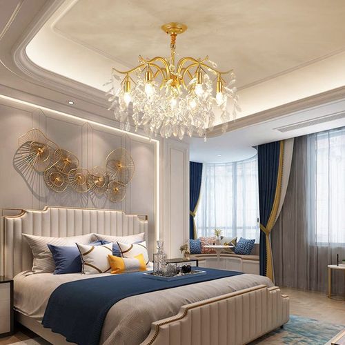 高级枝型轻奢创意卧室灯酒店客房别墅样板间水晶法式简约客厅吊灯